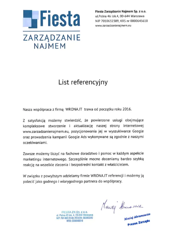Fiesta Zarządzanie Najmem
